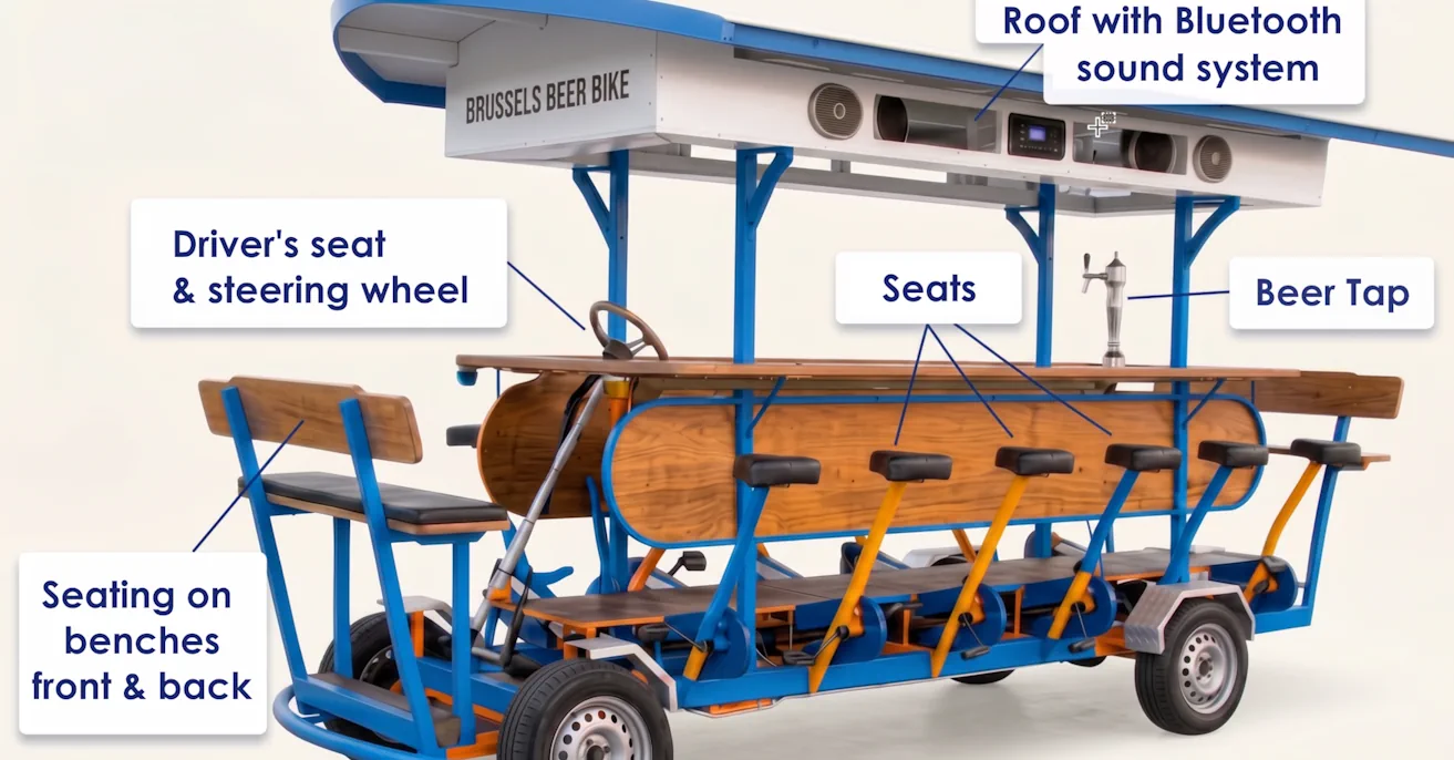 Diagram of how a beer bike works — adventure tours